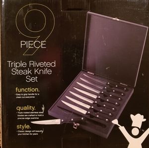 9-Piece Triple Riveted Stainless Steel Steak Knife Set NIB